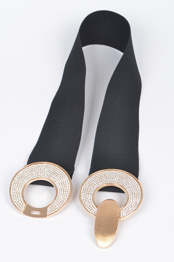 Pack of 6 - Elegant White 7758 Rhinestone Elastic Belts