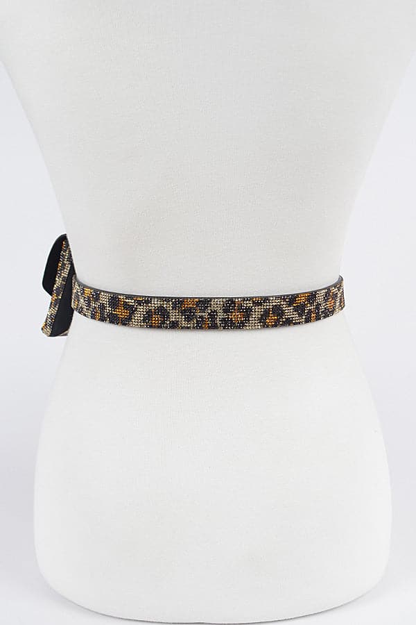 Set of 3 Leopard - Patterned Leo Rhinestone Mini Belt Bags