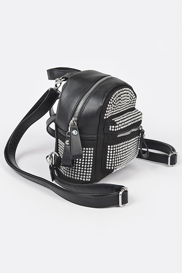 Set of 3 Stylish Black 3111 Rhinestone Backpacks