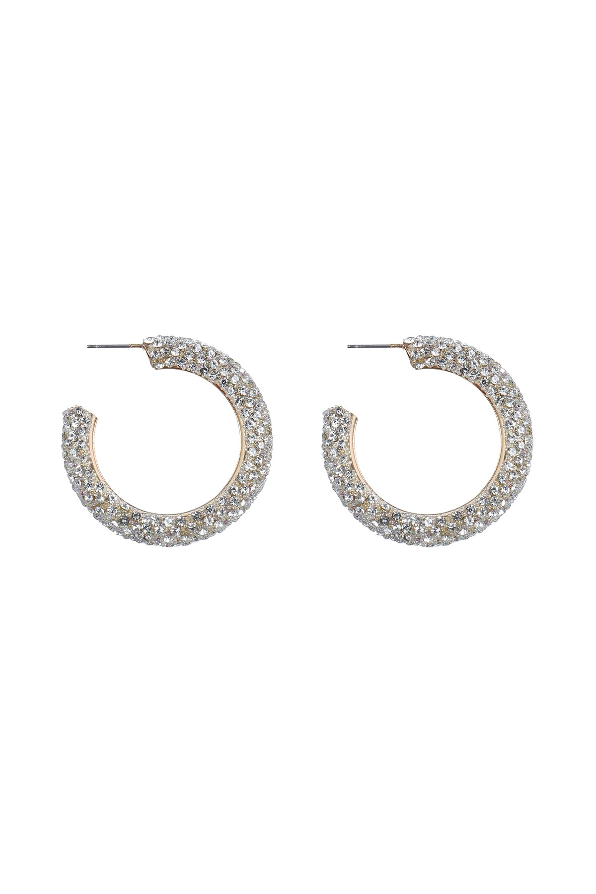 Set of 6 Colored Pave Rhinestone Crystal Hoop Earrings for Women