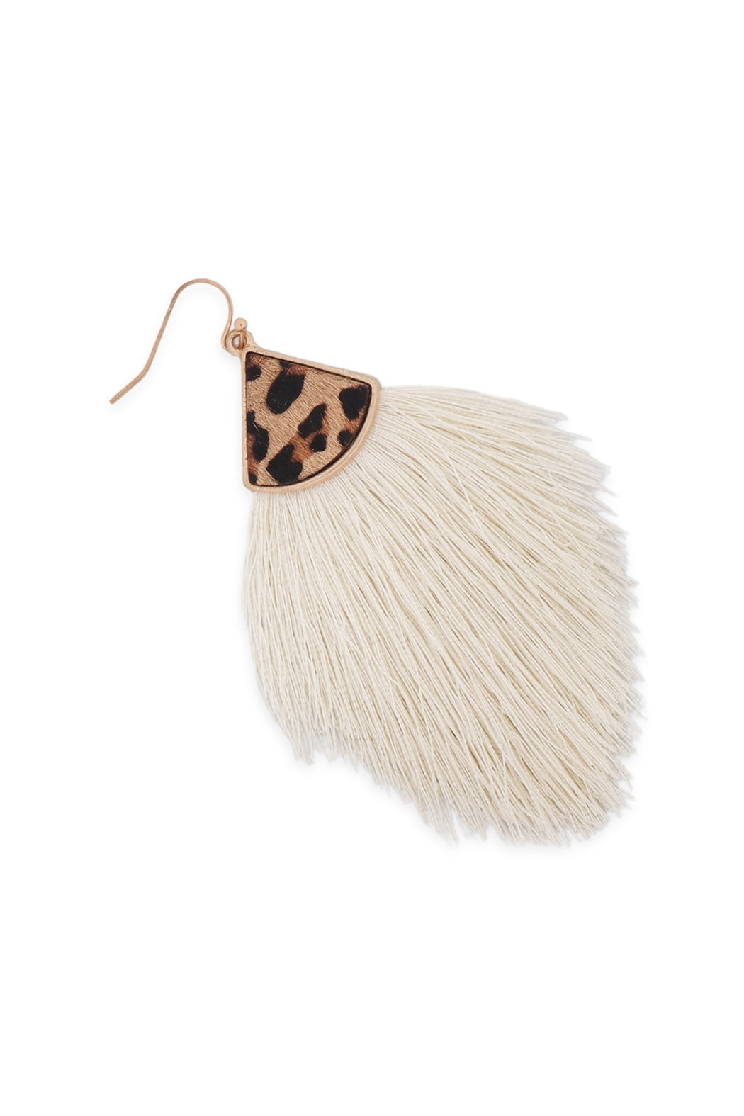Set of 6 Ivory Leopard Print Genuine Leather Tassel Hook Style Earrings for Fashion Accessories