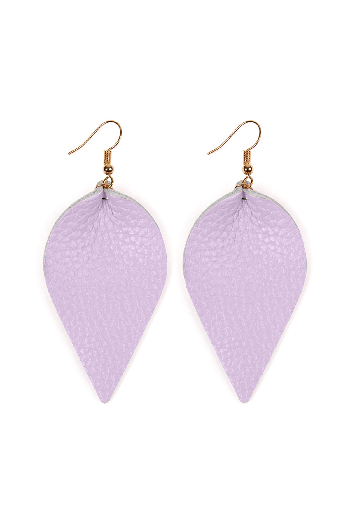 Set of 6 Light Purple Pinched Genuine Leather Teardrop Earrings