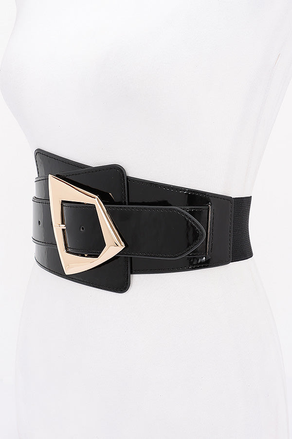 Set of 6 Metal Buckle Elastic Belts in Classic Black Color - 7488 Model