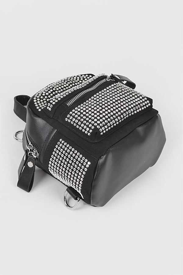 Set of 3 Stylish Black 3111 Rhinestone Backpacks