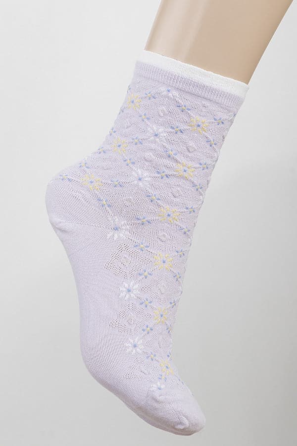Pack of 6 Diamond Floral Socks in Shade of Blue 291