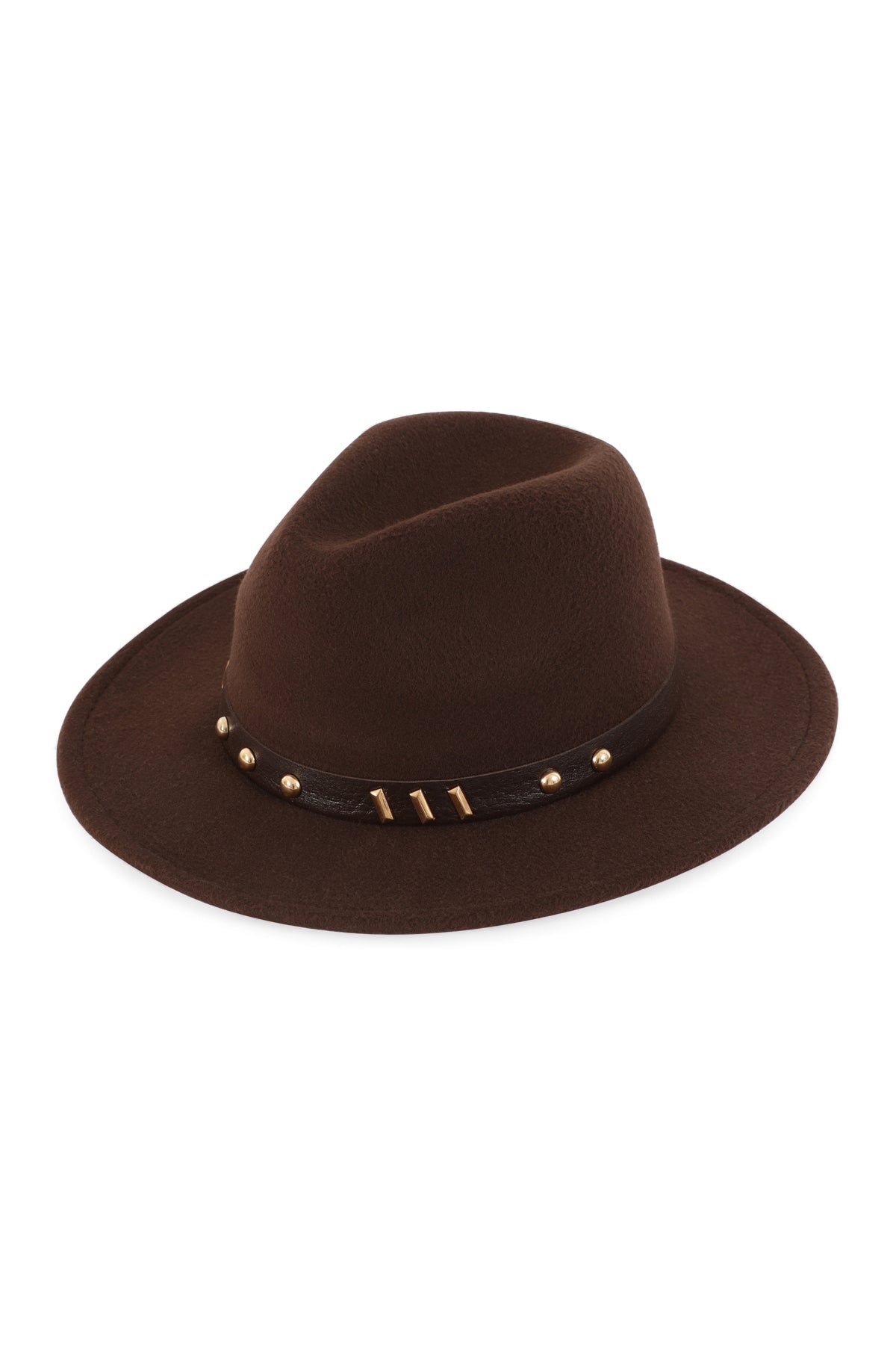 Classic Brown Fedora Hats with Vintage Leather Bands - Set of 6