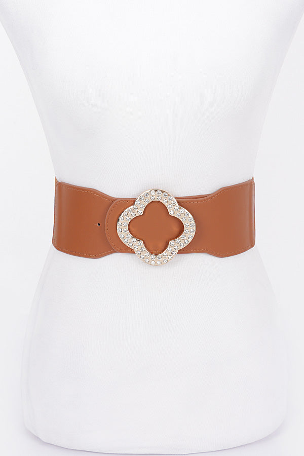 6-Pack of 3978 Camel Faux Leather Stretch Belts with Metal Buckles