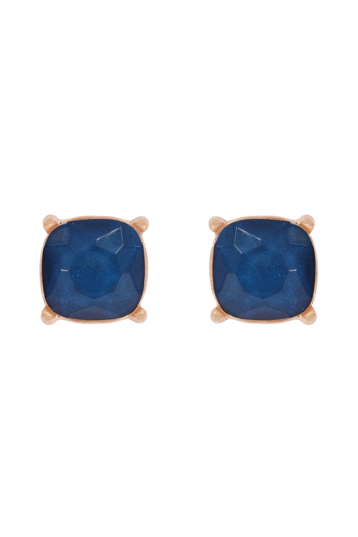 Set of 6 Blue Fine Glitter Epoxy Stud Earrings