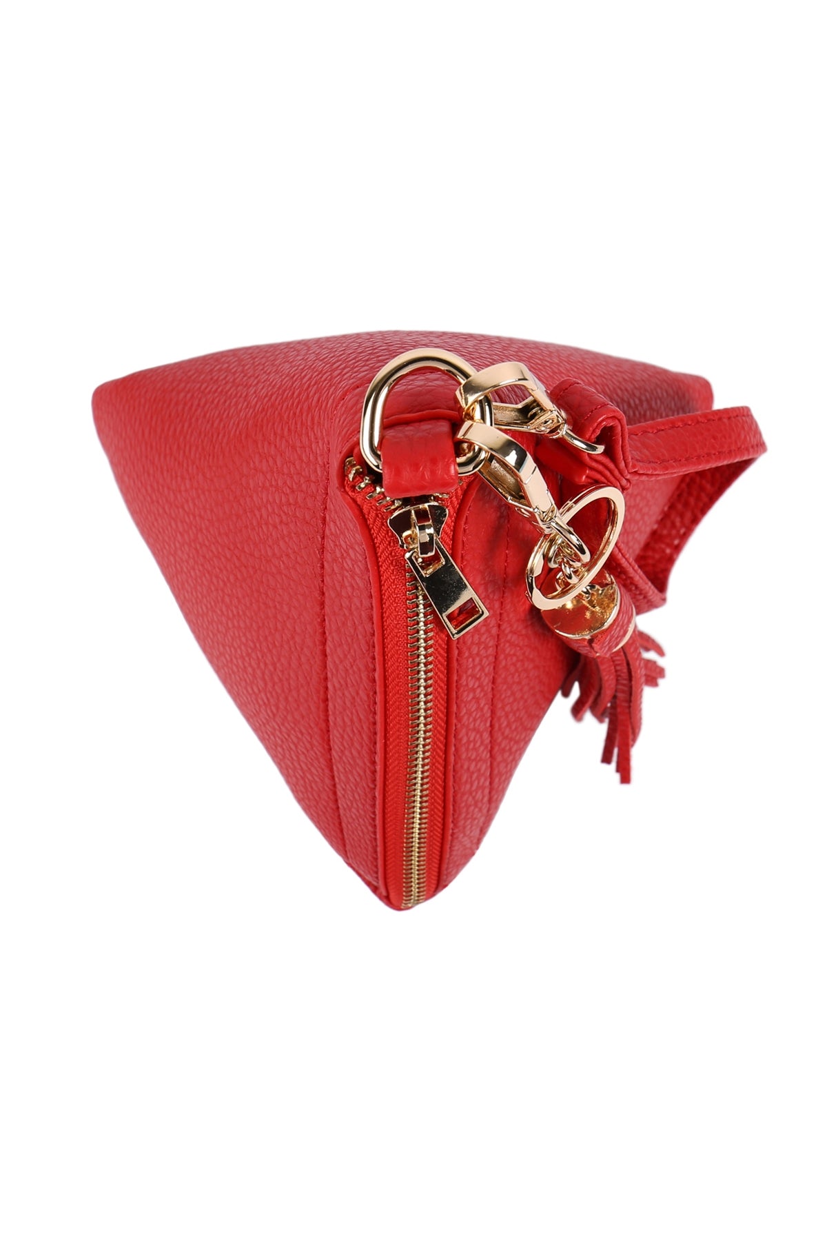 Red Pyramid - Shaped Faux Leather Wristlet Bags - Set of Six