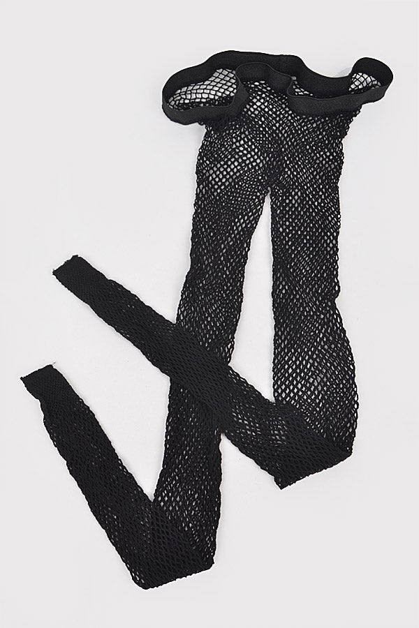 Pack of 6 Black Plus Size Fishnet Stockings - Style 7858