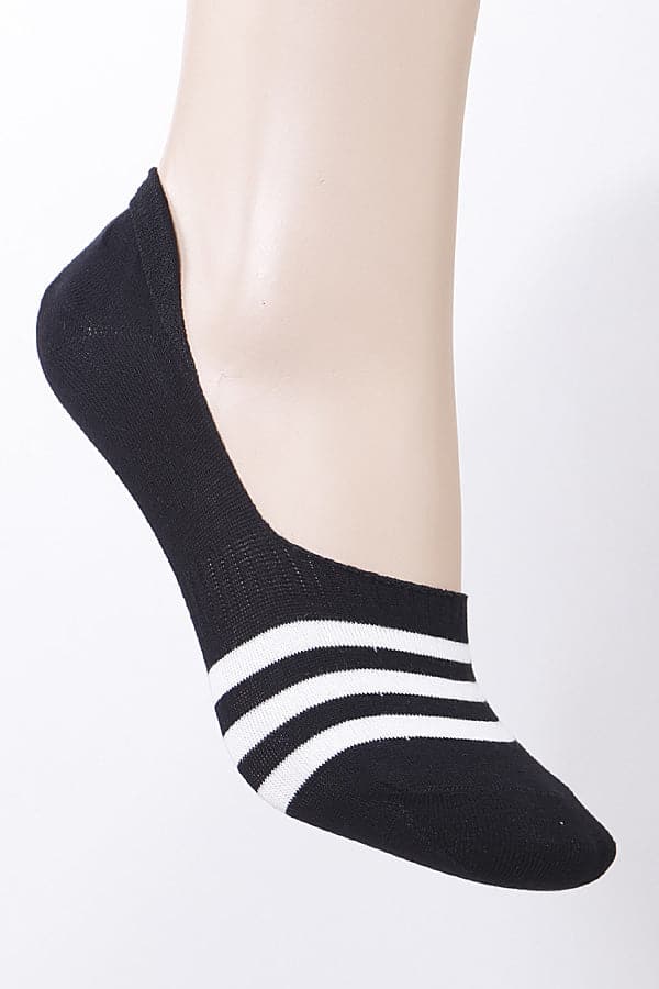 Pack of 6 Stylish 350 Black Striped No Show Socks