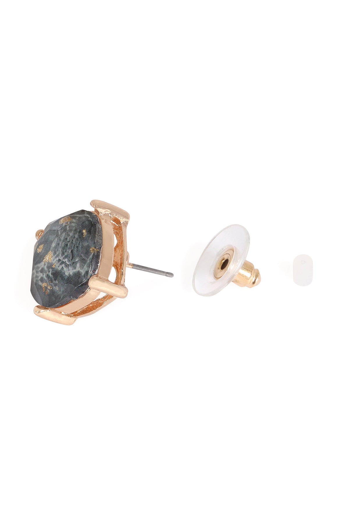 Stylish Gray Marble Epoxy Stud Earrings - Set of Six Pieces