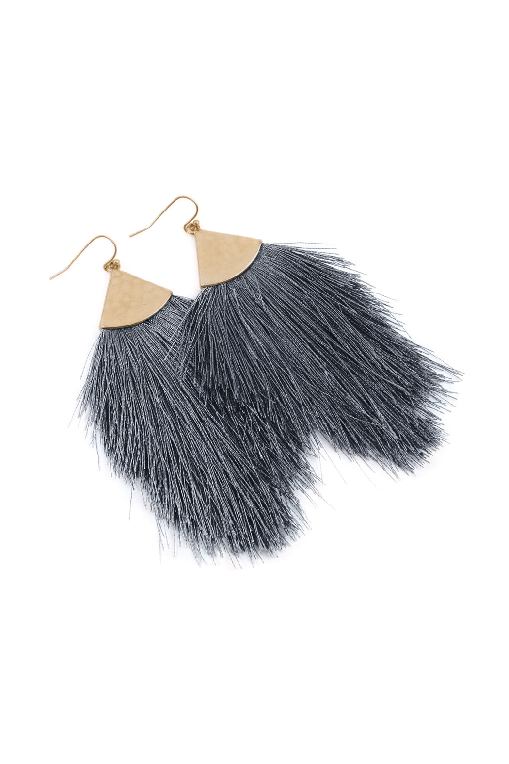 Set of 6 Dark Gray Tassel Dangle Earrings with 3' Drop