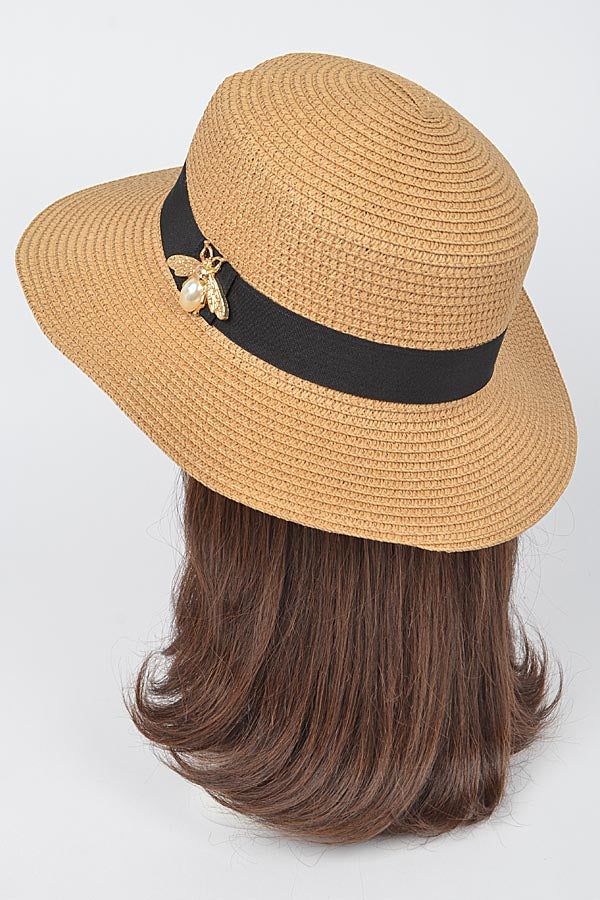 Set of 6 Stylish 4361 White Faux Straw Hats