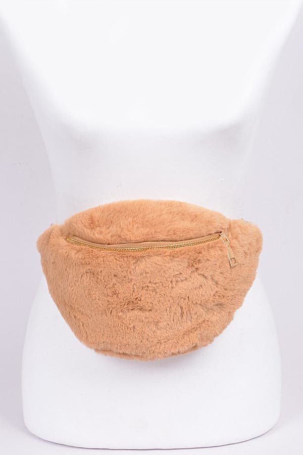 Beige Faux Fur Fanny Pack - Set of 3 Pieces