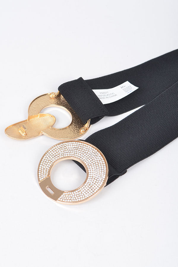 Pack of 6 - Elegant White 7758 Rhinestone Elastic Belts