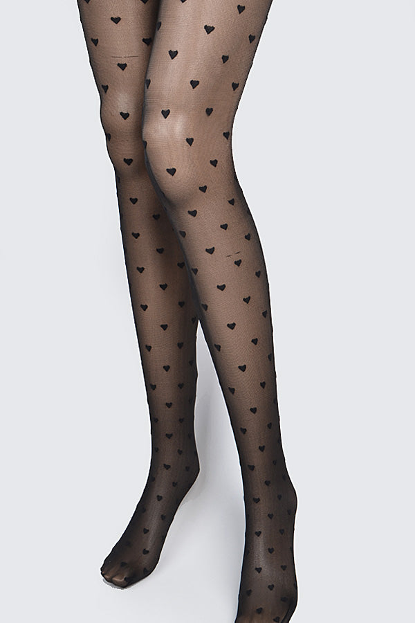 Pack of 6 Heart Dot Stockings in Classic Black Color, Ideal for Plus Size