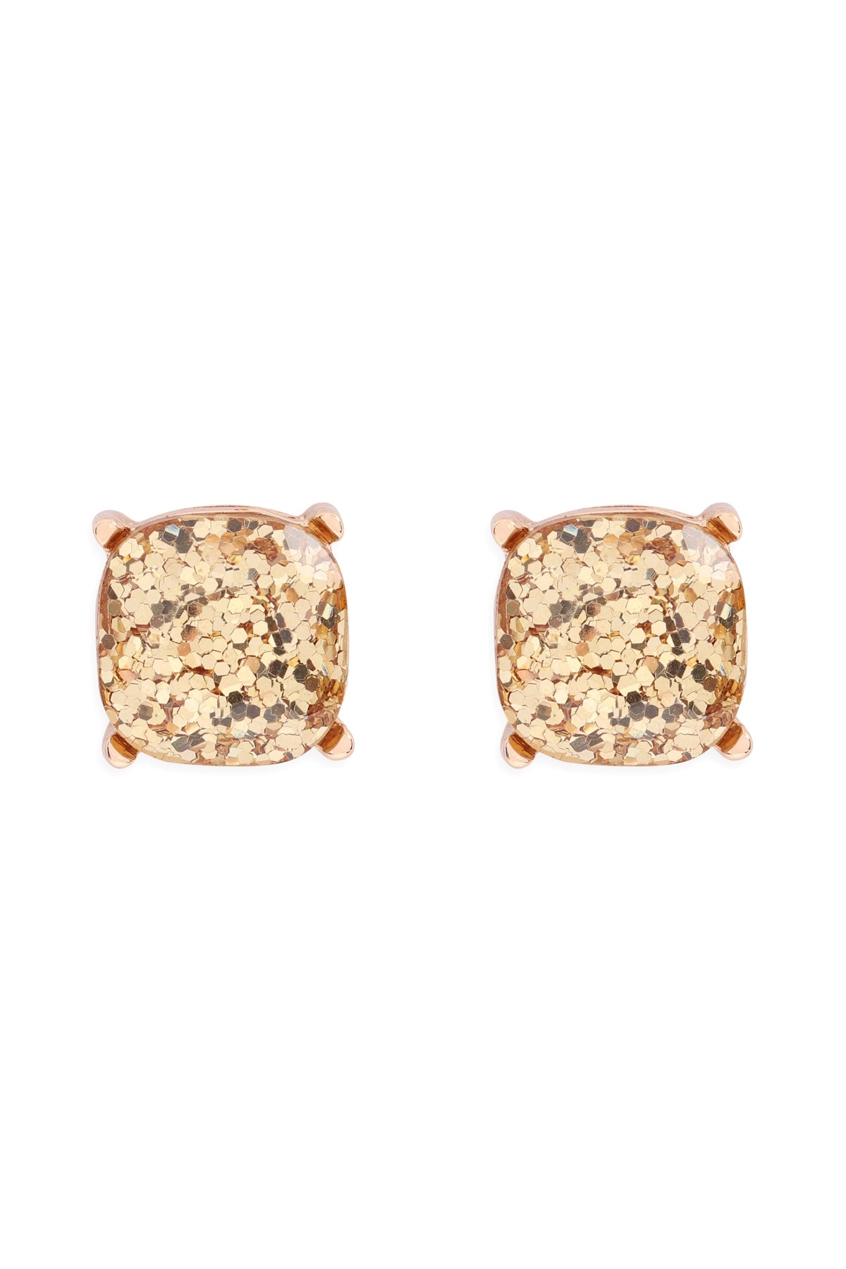 Gorgeous Gold Glitter Epoxy Stud Earrings - Set of 6
