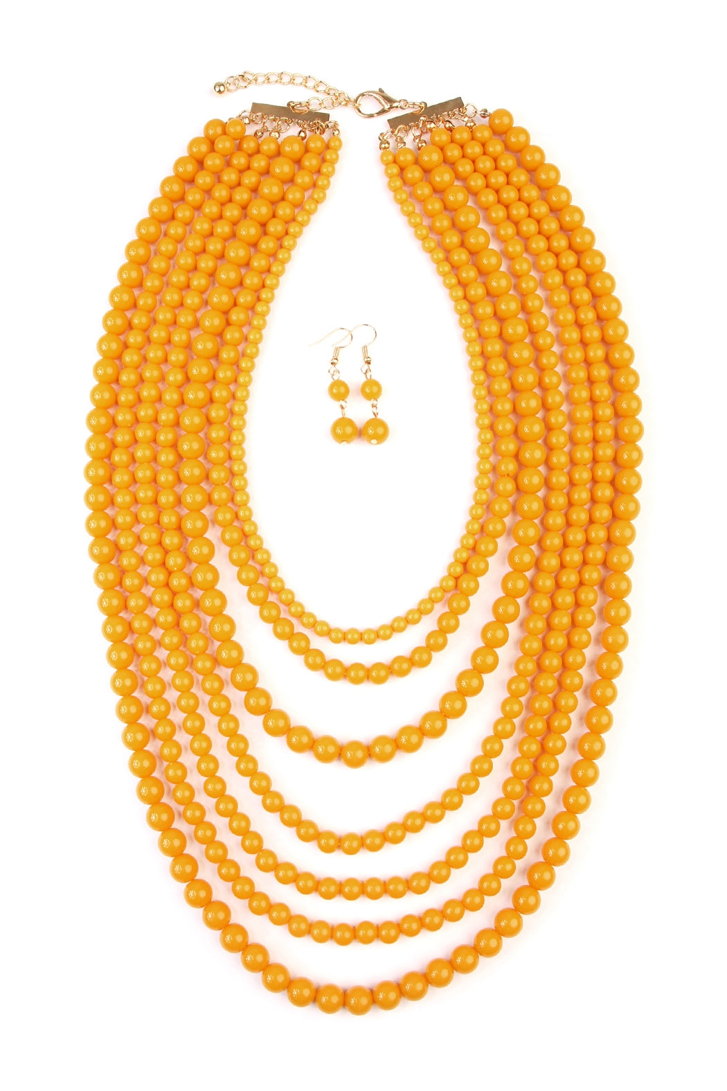 Set of 6 Multilayer Acrylic Mustard Necklaces and Earrings