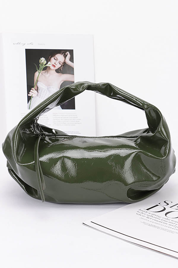 Set of 3 Olive 8636 Patent Leather Hobo Bags