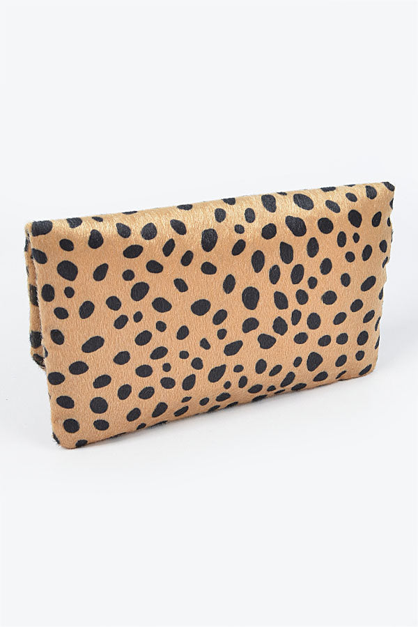 Set of 3 White 9633 Faux Leo Skin Folded Bags
