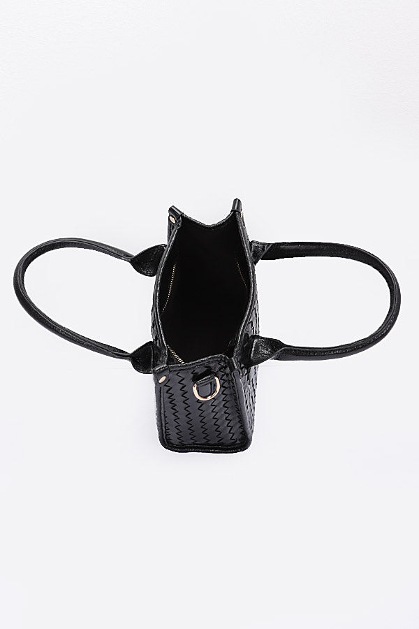 Pack of 3 Metallic Black Braided Tote Bags - Style 5536