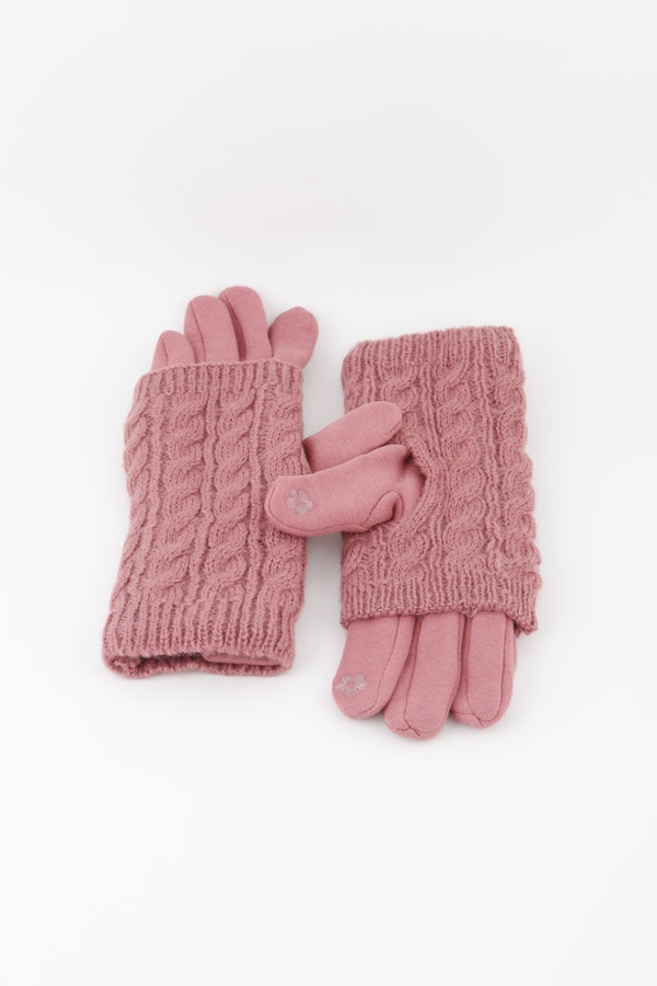 Set of 6 Knitted Pink Sleeve Gloves - 0453