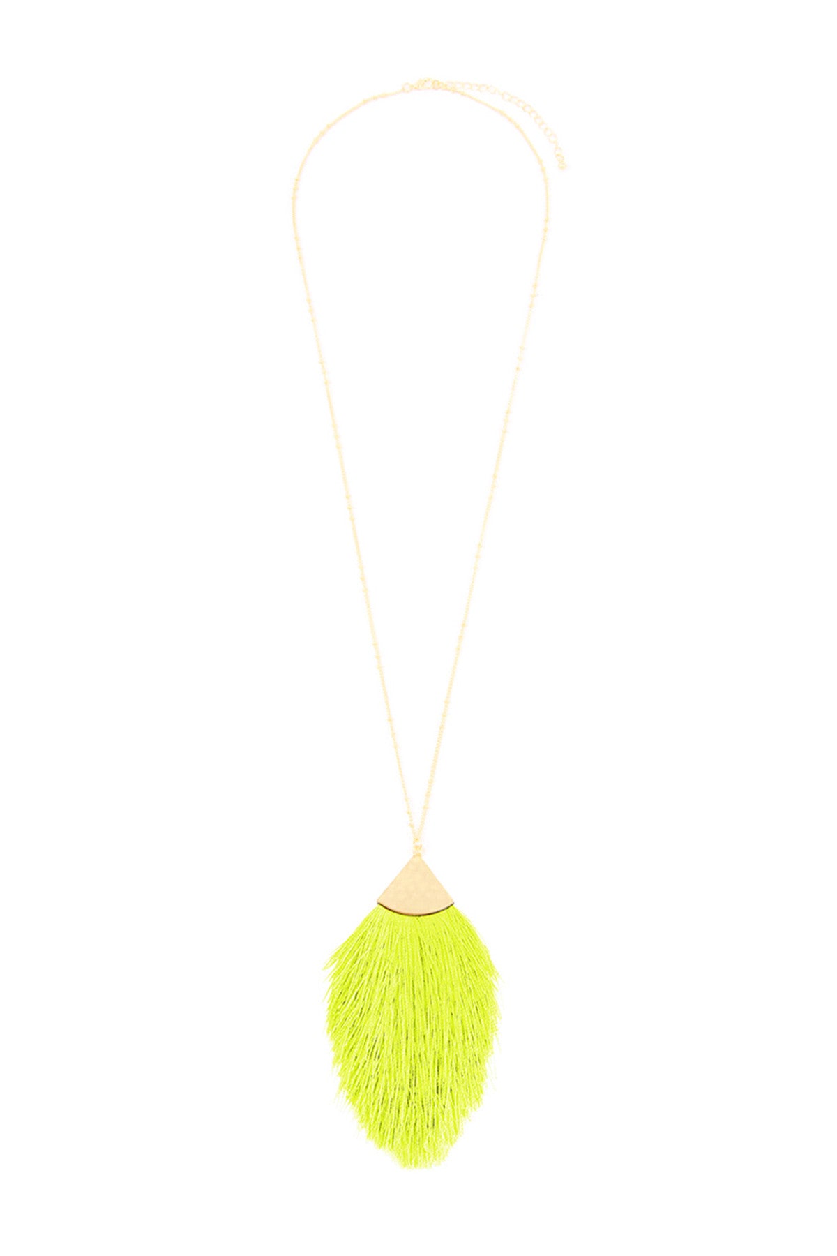 Set of 6 Neon Yellow Tassel Pendant Necklaces for Trendy Look
