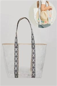 Beige Clear Tote Bag for Carrying Hats - Pack of Six Pieces