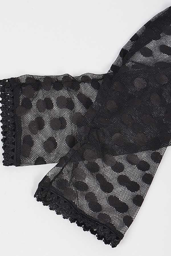 Set of Six 2948 Black Polka Dot Mesh Socks