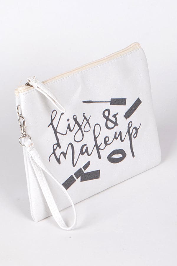 Set of 3 White Kiss MakeUp Cosmetic Pouches - 2836 Model