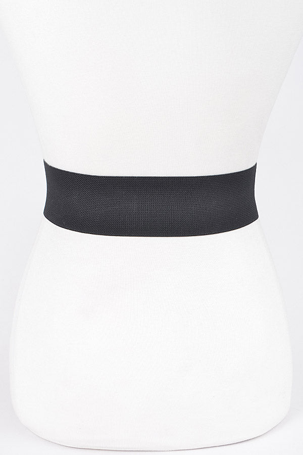 Set of 6 - 3568 Black Transparent Rhinestone Elastic Belts