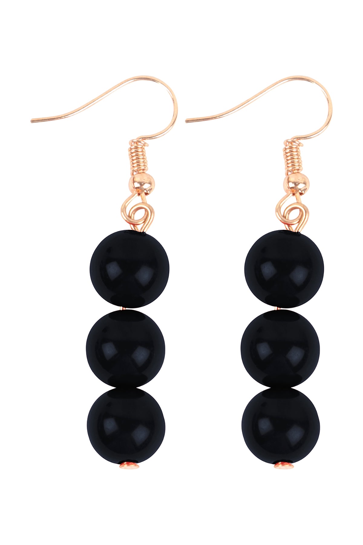 Stylish Black Round Bead Layered Statement Necklace and Earring Set - Pack of Six Pieces