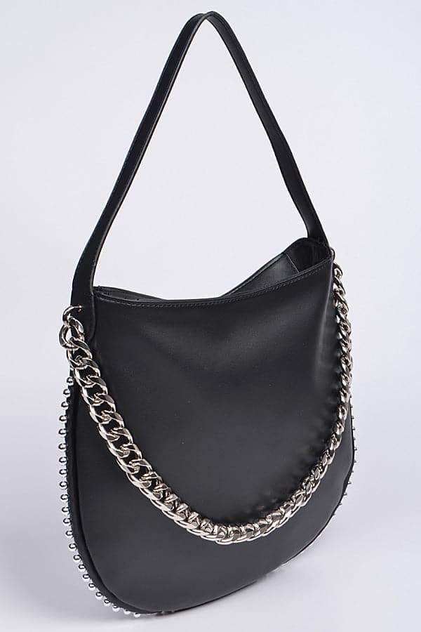 Set of 3 Stylish Black 8327 Chain - Strap Shoulder Clutches