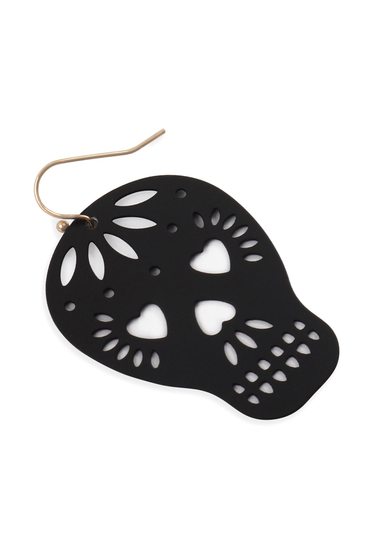 Pack of 6 Black Halloween-themed Skull Coated Filigree Hook Style Earrings