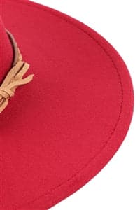 Stylish Fashionable Brimmed Hat with Braided Leather Straps in Burgundy Color - Pack of Six Pieces