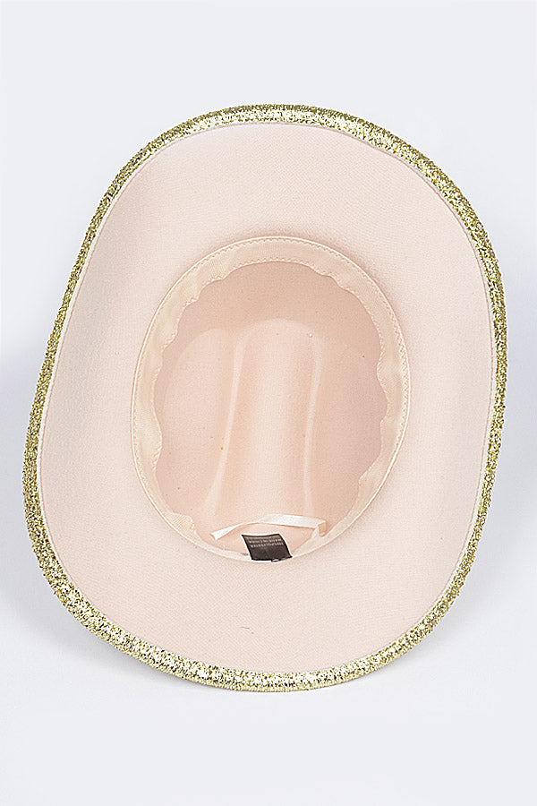 Pack of 6 Glitter Cowboy Hats in Classic Black Color