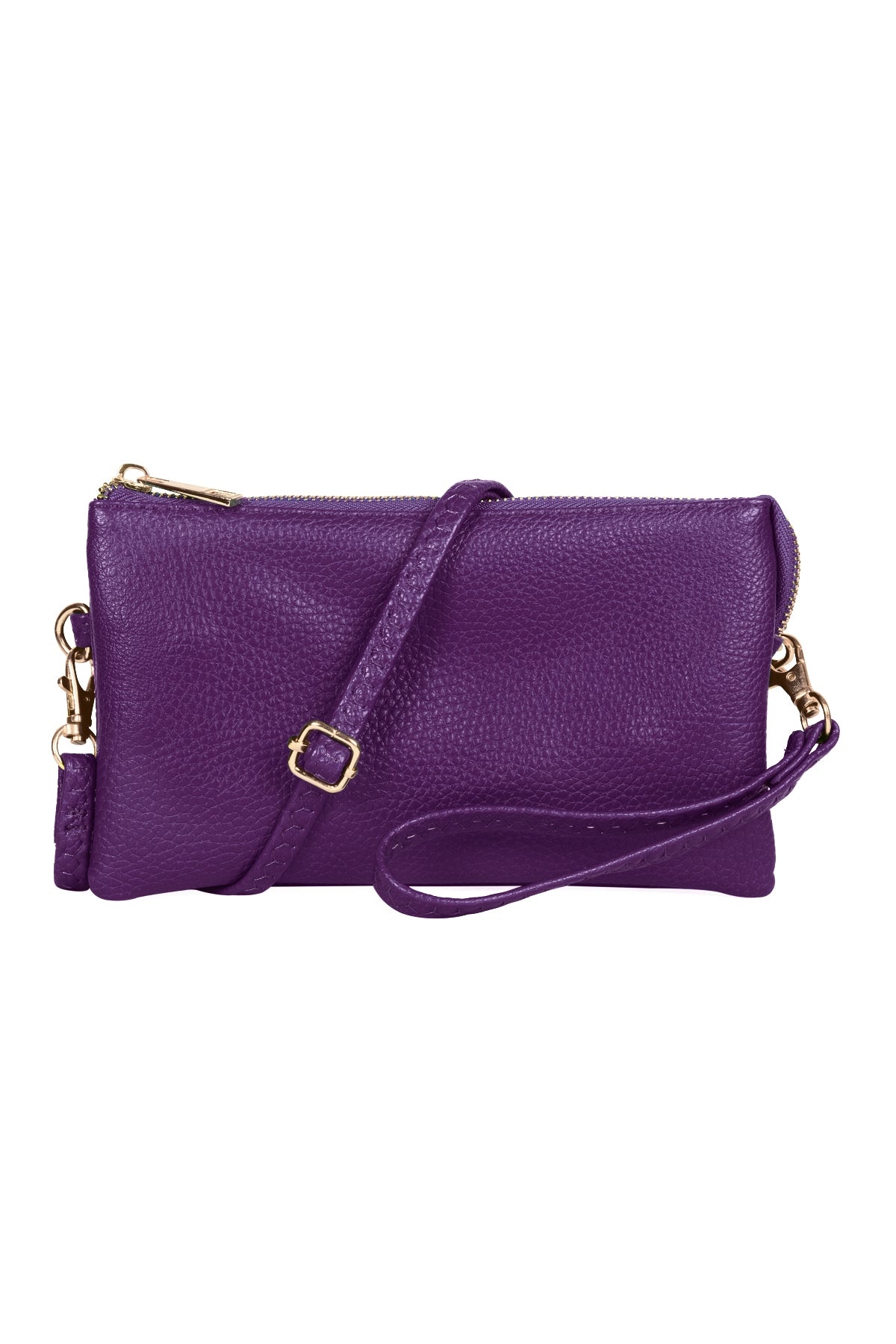 Pack of 6 Dark Purple Faux Leather Crossbody Bags with Wristlets