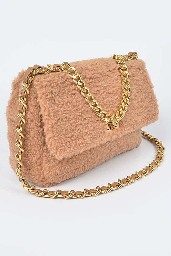Pack of 3 Mint - Number 5483 Faux Fur Shoulder Bags