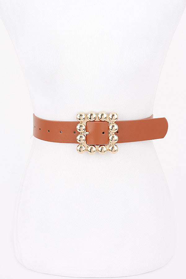 7088 Camel Brand Metal Square Buckle PU Belt - Set of 6
