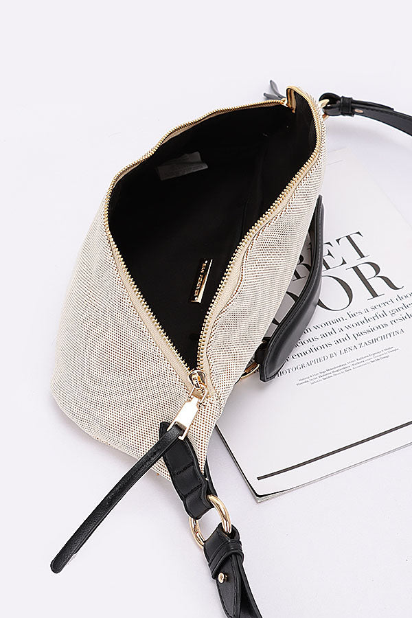 Set of 3 Stylish Black Canvas Crossbody Bags