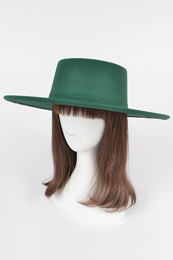 Set of 6 Stylish 4951 Green Wide - Brim Flat - Top Hats