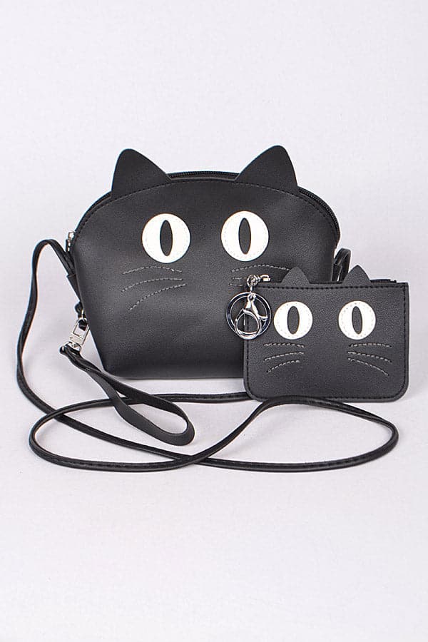 Set of 3 Black Kitty Clutches - Product 2946