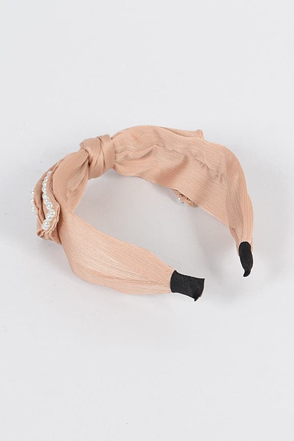 Set of 6 Elegant Black Ribbon Hairbands with Pearls