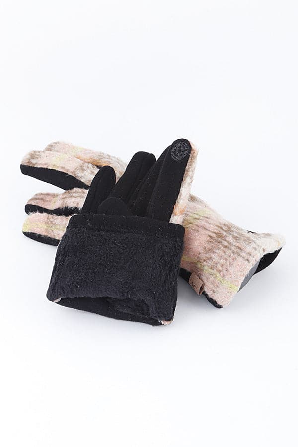Set of 6 Light Cotton Plaid Gloves in Pink - Style 961021