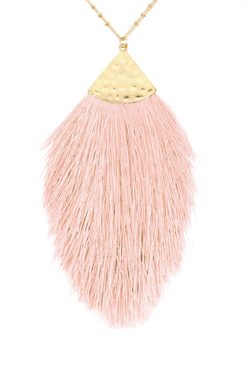 Fashionable Light Pink Tassel Pendant Necklaces - Set of Six Pieces