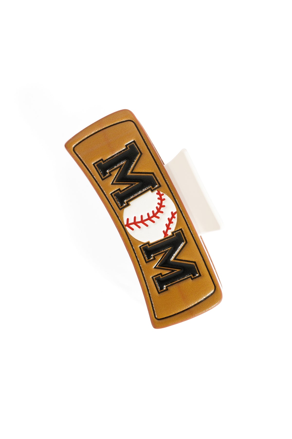 White and Multicolor Faux Leather Hair Claw for Baseball Moms - Set of 6 Pieces