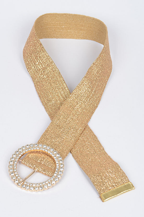6-Piece Pack of Shimmering 6378 Gold Rhinestone Elastic Belts