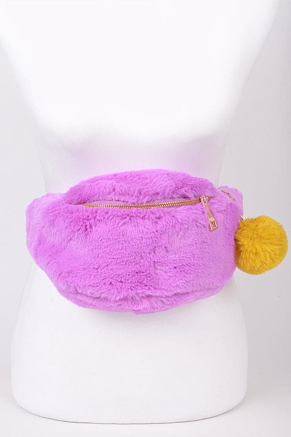 Purple Faux Fur Fanny Pack - Set of 3