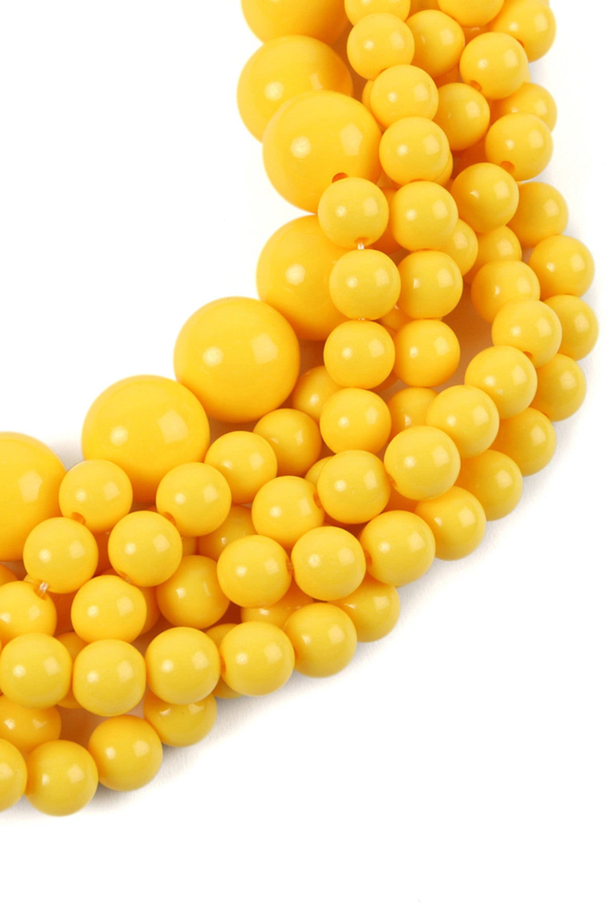 Set of 6 Yellow Multi - Strand Bubble Choker Necklaces with Earrings